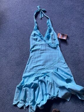 Scully Cantina Halter Dress Turquoise Lg
